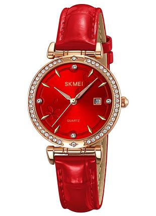 Класичний жіночий годинник skmei 2169rgrd rose gold-red