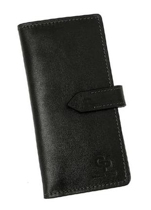 Длинное портмоне grande pelle 524610 глянцевая кожа черный