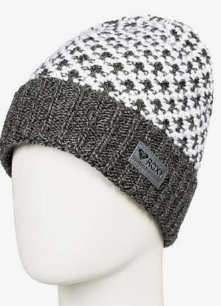 Шапка жіноча roxy snowy betty біні двоколірна з флісовою підкладкою