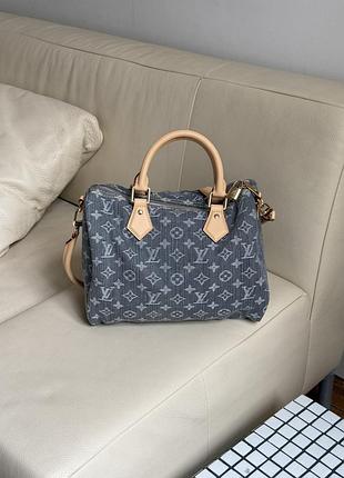 Louis vuitton speedy soft 30 monogram denim washed gray