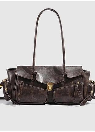 Сумка женская винтажная vintage french baguette bag brown y2k