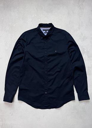 Сорочка чоловіча tommy hilfiger flex slim fit темно-синя