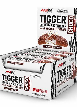 Блок батончиків amix nutrition tigger zero multi layer protein bar, шоколад-кокос 60 грамів — 20 шт (67826931)