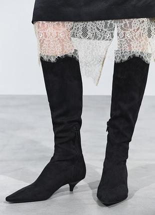 Чоботи жіночі чорні еластичні zara new