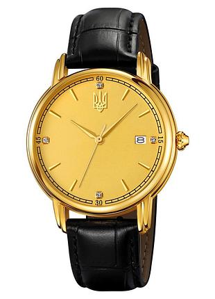 Класичний жіночий годинник awarder 020 тризуб золото gold lady, шкіряний ремінець, японський механізм