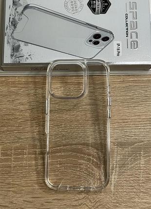 Чохол на iphone 16 pro прозорий з tpu бортиками, ударостійкий anti-drop