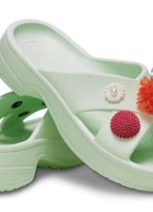Жіночі слайди crocs classic wildflower cross strap jade tint 39-40 (w9)