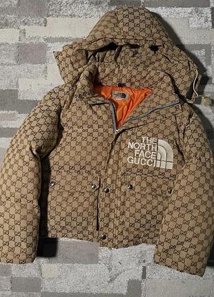 Куртка-пуховик оверсайз the north face x gucci тепла