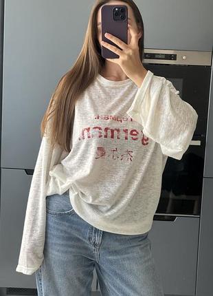 Лонгслів жіночий german apparel білий з написом