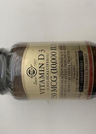 Спортивне харчування solgar vitamin d3 (cholecalciferol) 250 mcg (10,000 iu) 120 softgels