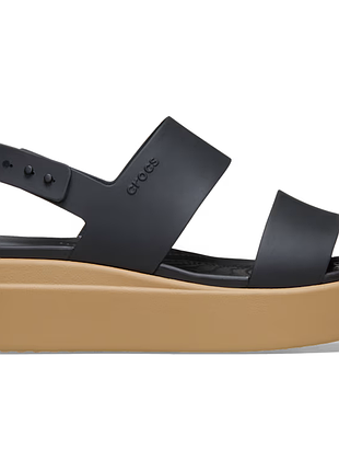 Жіночі сандалі crocs brooklyn low wedge black / mushroom (38-39, чорний)