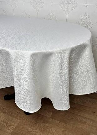 Скатертина жакардова 140х180 см oval ivory
