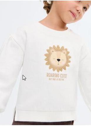 Кофта для дівчинки mango біла з левом 110 см