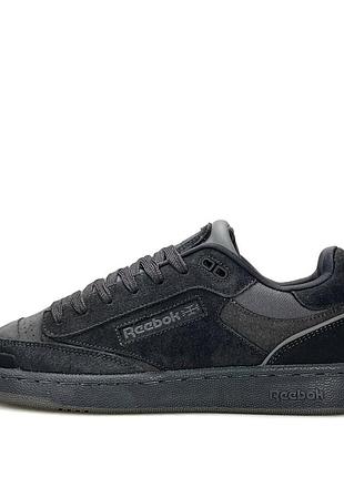 Мужские кроссовки reebok club c серые из натуральной замши короткие кеды для повседневной носки на весну лето брендовые рыбок