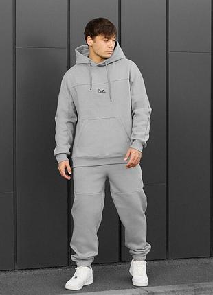 Чоловічий теплий костюм staff say light gray logo fleece
