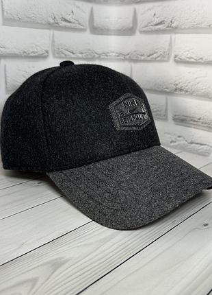 Теплая мужская бейсболка nike с ушками утепленная зимняя кепка найк черная зима, шерсть 59-60