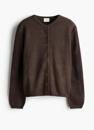 Коричневий жіночий кардиган на ґудзиках h&m шоколадного кольору