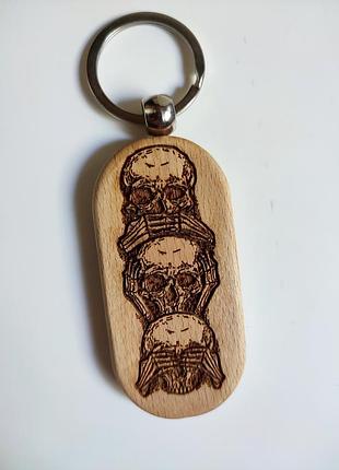 Брелок / дерево / три мудрые обезьяны 🫈 handmade