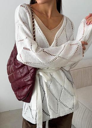 Вязаный женский кардиган мечта молочный art knit