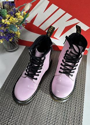 Оригинальные кожаные лакированные ботинки dr. martens 6