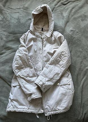 Парка жіноча h&m на хутрі, бежева, розмір 40 eur