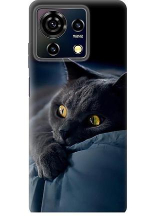 Чехол силиконовый на телефон zte blade v50 vita дымчатый кот "825u-3813-58250"