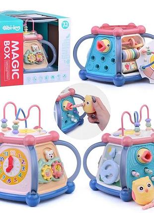 Інтерактивний бізікуб бібіінн magic box 7 в 1 648a 59 піаніно барабан сортер лабіринт годинник шестерні