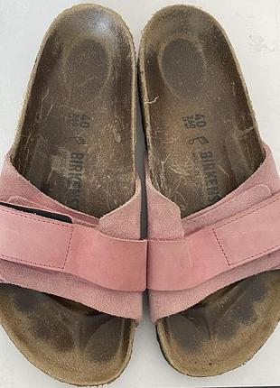 Шльопанці жіночі birkenstock oita candy pink suede leather рожеві розмір 40, довжина устілки 26 см