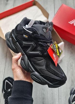 Чорні кросівки унісекс new balance 9060 black cordura gore-tex winter termo x нью беланс 40