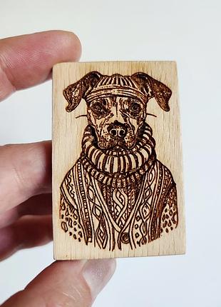 Магніт / дерево / песик /пітбуль / терьер /  амстафф / handmade 🐕