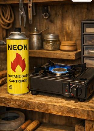 Газовий картридж neon butane 220 г для портативних плиток та пальників — надійне паливо для дому, квартири, дачі й виїзних умов