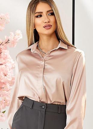 Сорочка жіноча атласна сатинова h&m, рожева пудрова