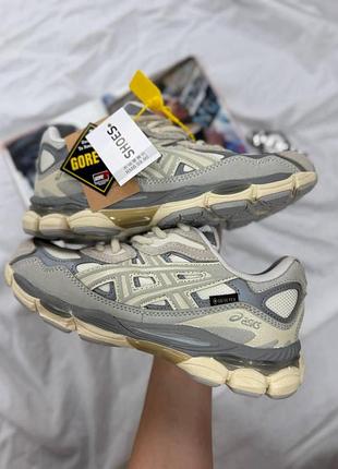 Бежевые кроссовки унисекс asics nyc gore-tex beige grey termo х ассикс 40