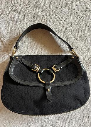 Сумка жіноча dkny donna karan вінтажна шкіряна чорна