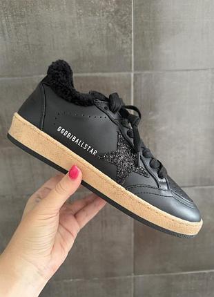 Golden goose утеплені шкіряні кеди на хутрі