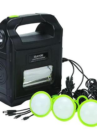 Портативна сонячна автономна система solar light dt-9026 (ліхтар, радіо, павербанк, 3 лампочки)