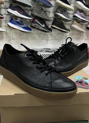 Чоловічі шкіряні кеди напівчеревики clarks oakpark low оригінал чорні повсякденні класичні демісезонні бу 44-44.5 р преміальні мінімалістичні якісні