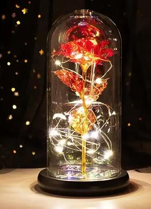 Роза в колбі led red gold