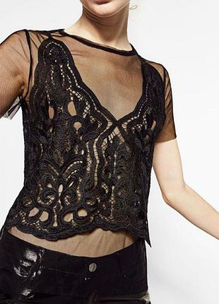 Топ краше zara топ сетка и краше р.м черный прозрачный