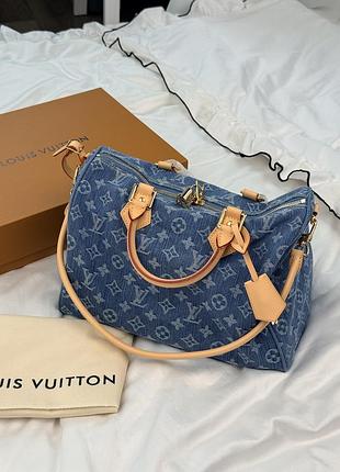 Сумка speedy 30 denim monogram blue 2