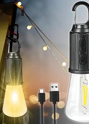 Лампочка з акумулятором + карабін, від usb, bl hk-169c / підвісна led-лампочка/ліхтар для кемпінгу