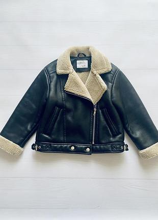 Дублянка дитяча куртка дубльонка zara зара на дівчинку 7 років ріст 122 косуха чорна