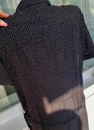 Вінтаж! 🖤100% віскоза 🖤сукня-халат у мілкий горошок з коротким рукавом сорочка ретро стиль дихаюча лляна 4