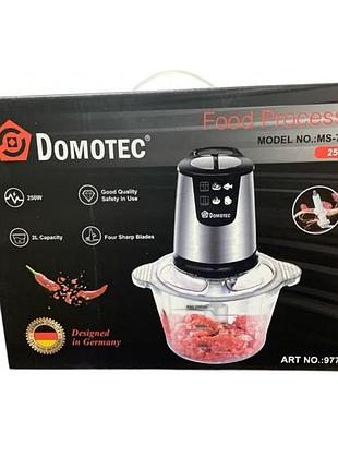 Блендер измельчитель с чашей на 2 литра domotec ms-7009b