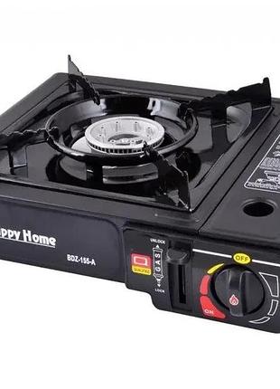 Газовая плита с пьезоподжигом и переходником happy home bdz-155-a