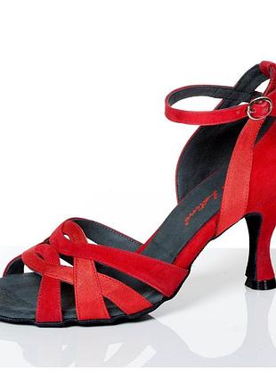 Шикарные туфли для бальных танцев rosso latino латинная 25 см. 24,5 см. 38 р. красные бальные туфли босоножки сальса бачата социальные