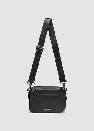 🦁 coach academy crossbody in pebble leather total black