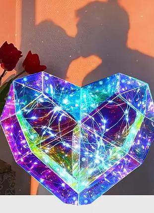 Ночник 3d "сердце" 25 × 20 см с голографическим эффектом и multi-подсветкой