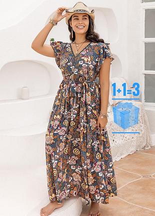 Довга сукня з поясом shein rusttydustty 2xl