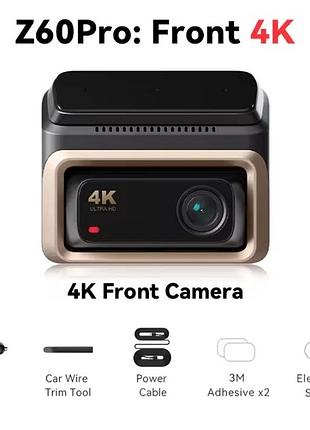 Видеорегистратор ddpai z60 pro 2026 (dr2008b-01) 4k ultra hd + 1080p, sony starvis 2 imx678, 4gиллe, gps, wi-fi 5ghz,